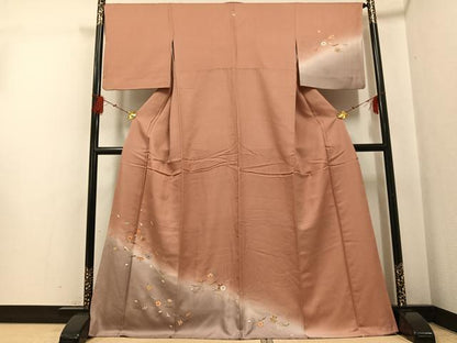 平和屋着物●訪問着　友禅　松竹梅　暈し染め　金彩　正絹　逸品　AABG3419ph