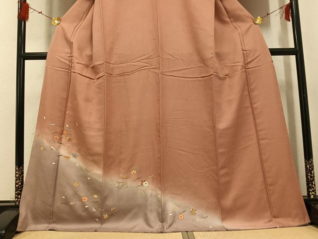 平和屋着物●訪問着　友禅　松竹梅　暈し染め　金彩　正絹　逸品　AABG3419ph