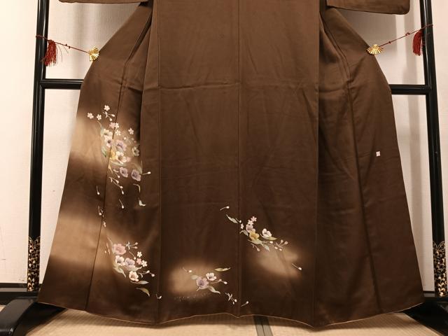 平和屋着物●訪問着　作家物　舞花文　暈し染め　金銀彩　正絹　逸品　AABG3424ph