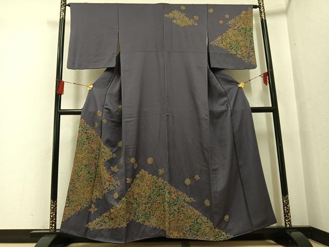 平和屋着物●訪問着　草花文　金彩　正絹　逸品　AABG3425ph