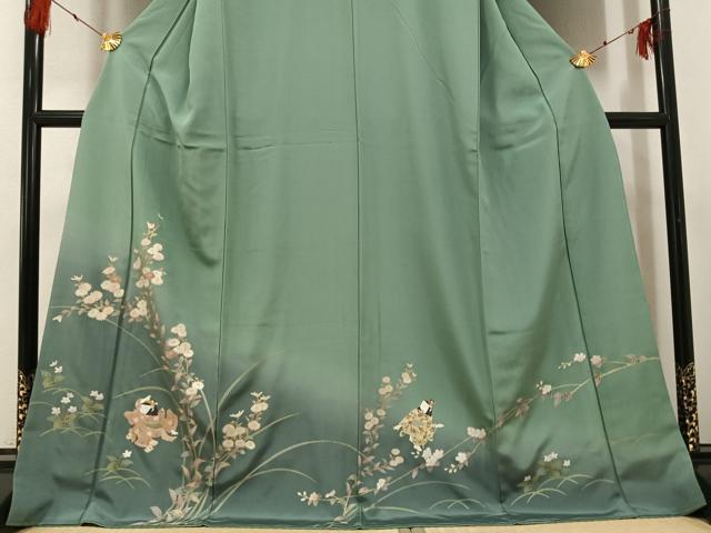 平和屋着物●訪問着　女人花文　暈し染め　金彩　正絹　逸品　AABG3427ph