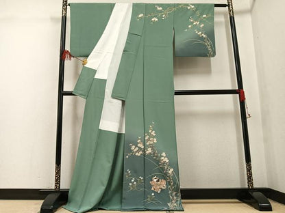 平和屋着物●訪問着　女人花文　暈し染め　金彩　正絹　逸品　AABG3427ph