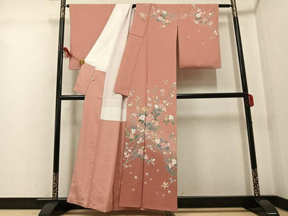 平和屋着物●訪問着　友禅　作家物　枝花文　暈し染め　正絹　逸品　AABG3431ph