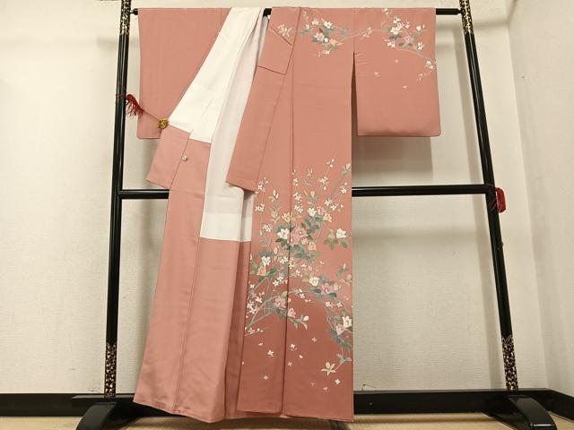 平和屋着物●訪問着　友禅　作家物　枝花文　暈し染め　正絹　逸品　AABG3431ph
