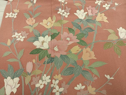 平和屋着物●訪問着　友禅　作家物　枝花文　暈し染め　正絹　逸品　AABG3431ph