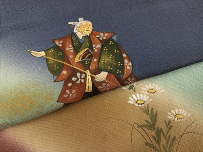 平和屋着物●訪問着　松原清久　手描き　人物花文　暈し染め　金彩　正絹　逸品　AABG3434ph