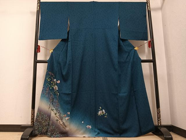 平和屋着物●訪問着　手描き　花蝶文　暈し染め　金彩　金通し地　やまと誂製　正絹　逸品　AABG3435ph
