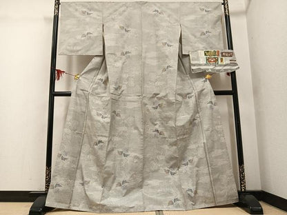 平和屋着物●都喜ヱ門　本場大島紬　白大島　カタス7マルキ　総絣　蔦の葉文　藤絹織物謹製　証紙付き　正絹　逸品　AABG3436ph