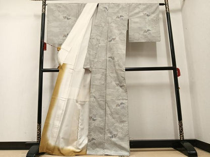 平和屋着物●都喜ヱ門　本場大島紬　白大島　カタス7マルキ　総絣　蔦の葉文　藤絹織物謹製　証紙付き　正絹　逸品　AABG3436ph