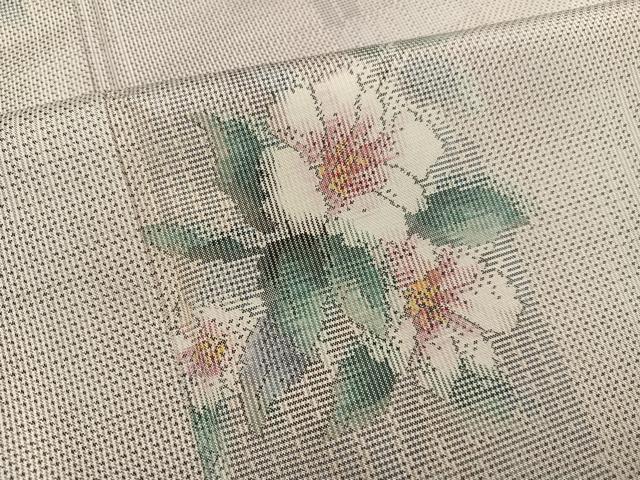平和屋着物●都喜ヱ門　本場大島紬　白大島　一元7マルキ　総絣　草花文　藤絹織物謹製　証紙付き　正絹　逸品　AABG3437ph