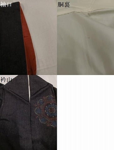 平和屋着物●本場結城紬　重要無形文化財　80亀甲　舞花文　証紙付き　正絹　逸品　AABG3438ph