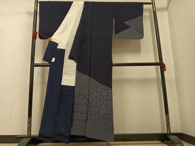 平和屋着物●藍染工房・こんや　全国阿波藍染染織作家協会会員　松本輝夫　訪問着　天然藍染　茶道具　証紙付き　正絹　逸品　AABG3439ph