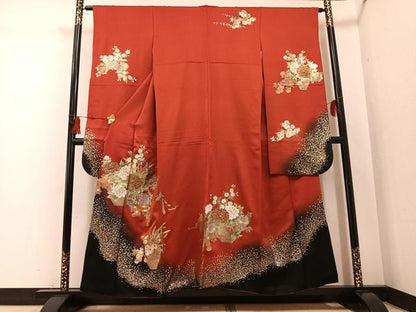 平和屋着物●豪華振袖　飾花文　暈し染め　金銀彩　正絹　逸品　AABG3440ph