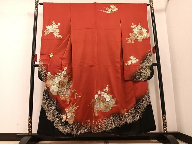 平和屋着物●豪華振袖　飾花文　暈し染め　金銀彩　正絹　逸品　AABG3440ph