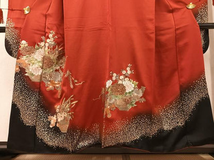 平和屋着物●豪華振袖　飾花文　暈し染め　金銀彩　正絹　逸品　AABG3440ph