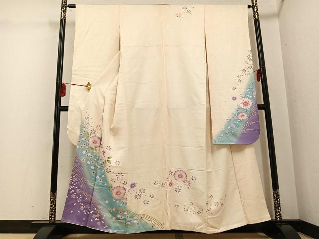 平和屋着物●豪華振袖　舞花文　暈し染め　金彩　正絹　逸品　AABG3441ph