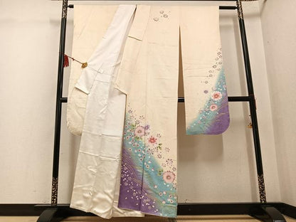 平和屋着物●豪華振袖　舞花文　暈し染め　金彩　正絹　逸品　AABG3441ph