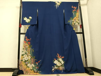 平和屋着物●訪問着　草花文　暈し染め　金彩　正絹　逸品　AABG3444ph