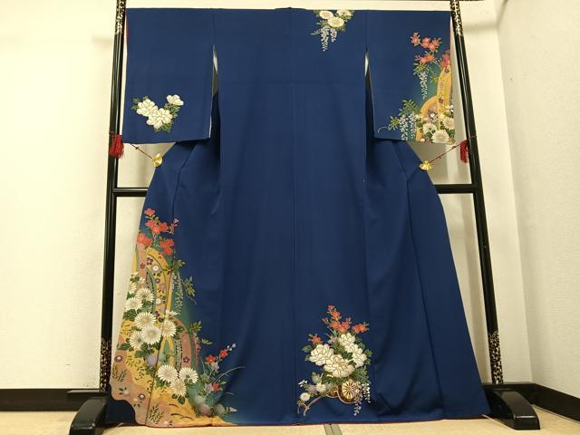 平和屋着物●訪問着　草花文　暈し染め　金彩　正絹　逸品　AABG3444ph