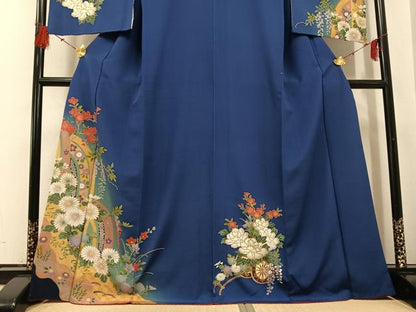 平和屋着物●訪問着　草花文　暈し染め　金彩　正絹　逸品　AABG3444ph