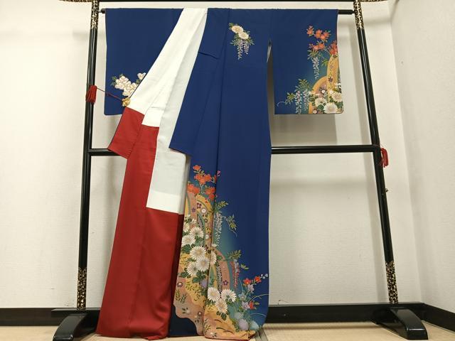 平和屋着物●訪問着　草花文　暈し染め　金彩　正絹　逸品　AABG3444ph