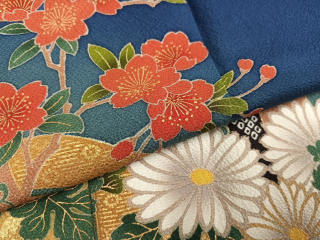 平和屋着物●訪問着　草花文　暈し染め　金彩　正絹　逸品　AABG3444ph