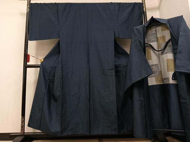 平和屋着物●男性 紬 アンサンブル 正絹 逸品 AABG3447ph