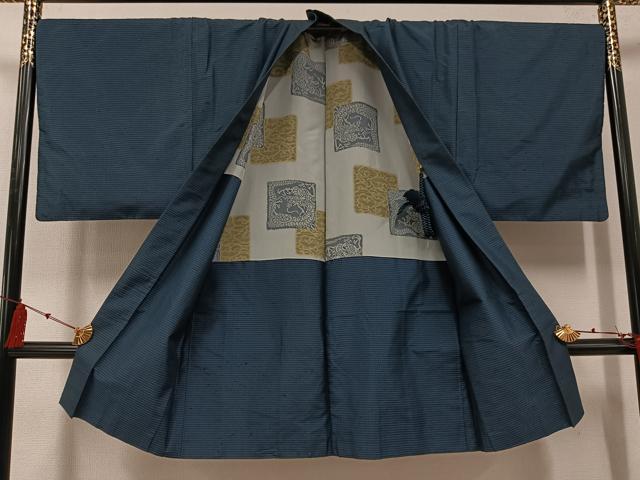 平和屋着物●男性 紬 アンサンブル 正絹 逸品 AABG3447ph