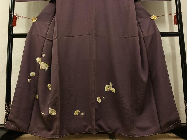 平和屋着物●訪問着　駒刺繍　貝合わせ草花文　正絹　逸品　未使用　AABG3456ph