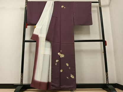 平和屋着物●訪問着　駒刺繍　貝合わせ草花文　正絹　逸品　未使用　AABG3456ph