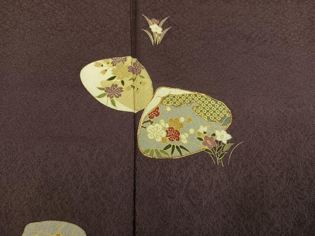 平和屋着物●訪問着　駒刺繍　貝合わせ草花文　正絹　逸品　未使用　AABG3456ph