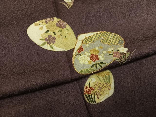 平和屋着物●訪問着　駒刺繍　貝合わせ草花文　正絹　逸品　未使用　AABG3456ph