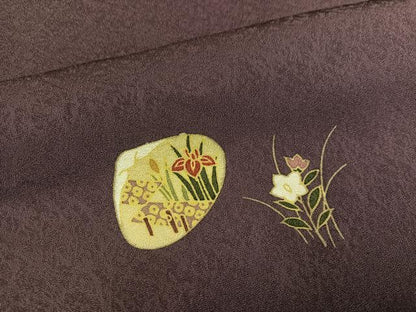 平和屋着物●訪問着　駒刺繍　貝合わせ草花文　正絹　逸品　未使用　AABG3456ph