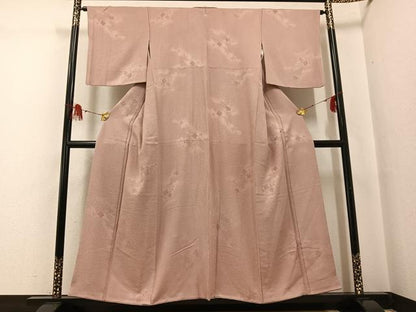 平和屋着物●上質な色無地　源氏香　花唐草地紋　水柿色　正絹　逸品　AABG3458ph