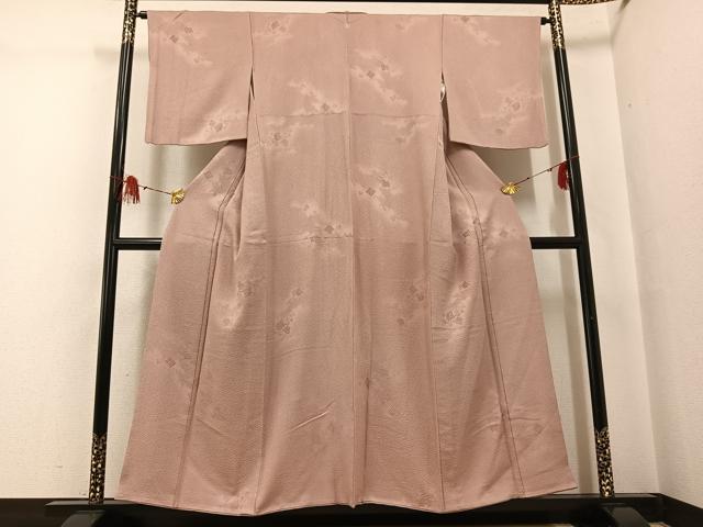 平和屋着物●上質な色無地　源氏香　花唐草地紋　水柿色　正絹　逸品　AABG3458ph
