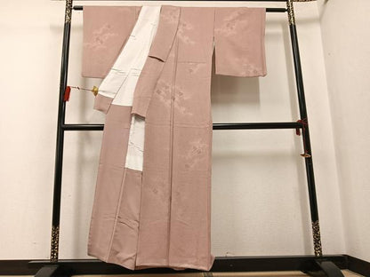 平和屋着物●上質な色無地　源氏香　花唐草地紋　水柿色　正絹　逸品　AABG3458ph