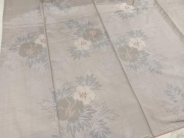 平和屋着物●本場大島紬　白大島　草花文　正絹　逸品　未使用　AABG3463ph