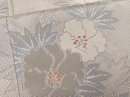 平和屋着物●本場大島紬　白大島　草花文　正絹　逸品　未使用　AABG3463ph
