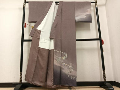 平和屋着物●訪問着　大名行列　暈し染め　銀彩　正絹　逸品　AABG3465ph