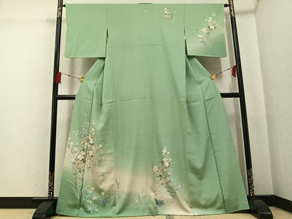 平和屋着物●訪問着　友禅　枝花文　暈し染め　正絹　逸品　AABG3466ph
