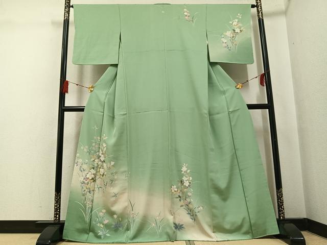 平和屋着物●訪問着　友禅　枝花文　暈し染め　正絹　逸品　AABG3466ph