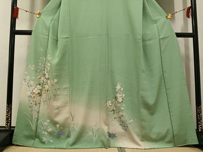 平和屋着物●訪問着　友禅　枝花文　暈し染め　正絹　逸品　AABG3466ph