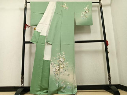 平和屋着物●訪問着　友禅　枝花文　暈し染め　正絹　逸品　AABG3466ph