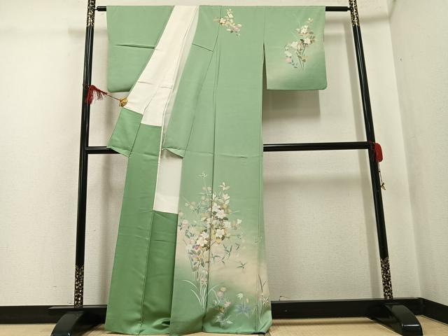 平和屋着物●訪問着　友禅　枝花文　暈し染め　正絹　逸品　AABG3466ph
