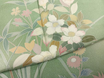 平和屋着物●訪問着　友禅　枝花文　暈し染め　正絹　逸品　AABG3466ph