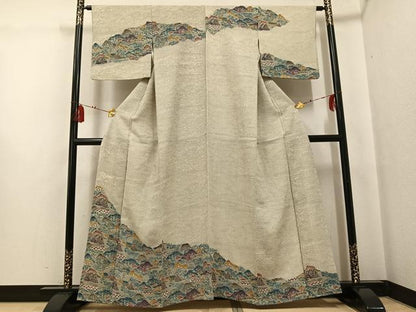 平和屋着物●訪問着　紅型　遠山風景文　正絹　逸品　AABG3467ph