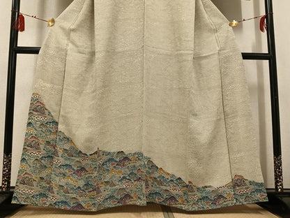 平和屋着物●訪問着　紅型　遠山風景文　正絹　逸品　AABG3467ph