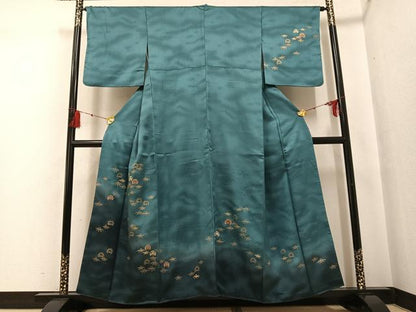 平和屋着物●訪問着　刺繍　福良雀　笹　暈し染め　金彩　正絹　逸品　AABG3472ph