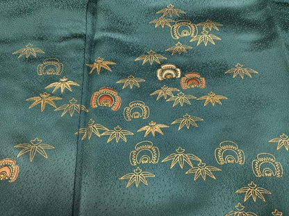 平和屋着物●訪問着　刺繍　福良雀　笹　暈し染め　金彩　正絹　逸品　AABG3472ph