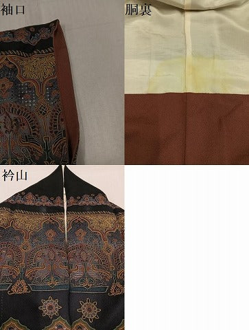 平和屋着物●訪問着　中国三大刺繍　汕頭刺繍　スワトウ刺繍　総刺繍　鳥獣花文　正絹　逸品　AABG3473ph